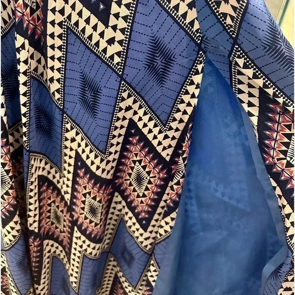 Yumi Kim Dream Maxi Silk Long Dress Gown High Neck Abstract Print Flowy Skirt M​ - Picture 4 of 15